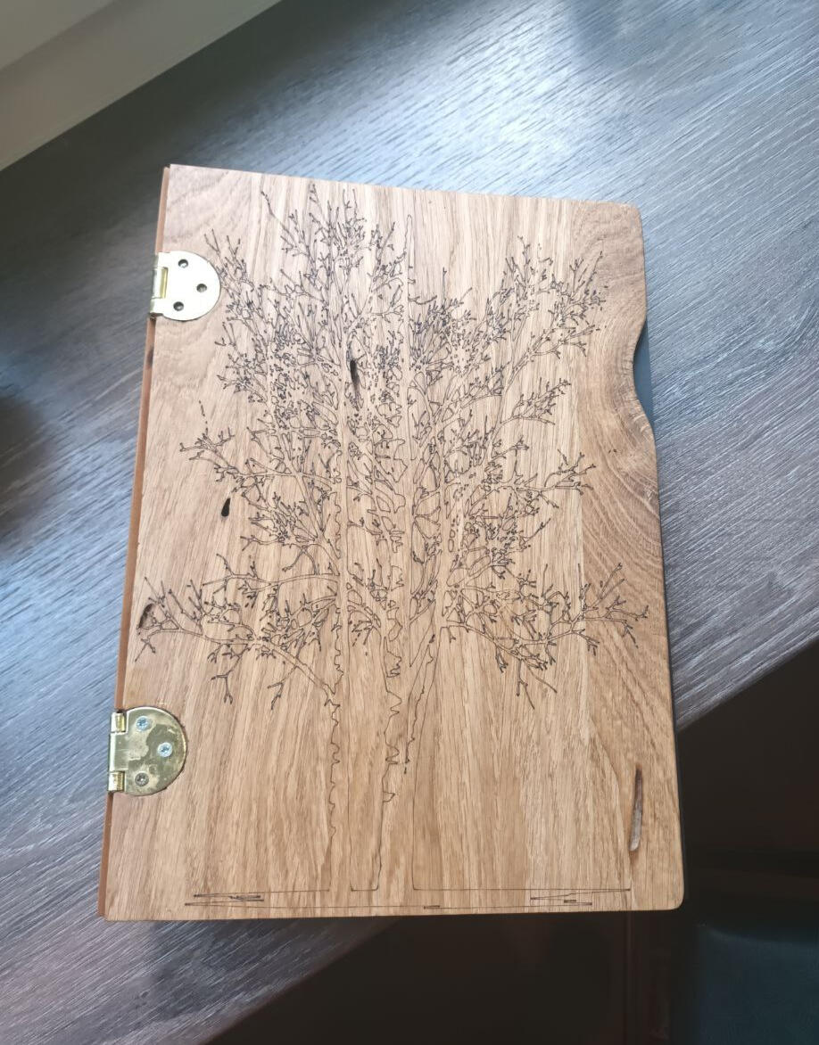 Oak photo album with engraving